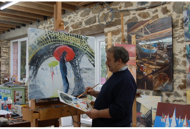 Le peintre Abraham dans son atelier